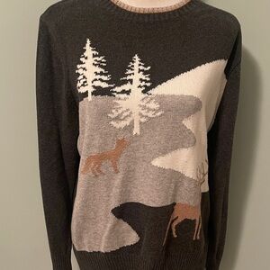 Charter Club Winter Scene Crewneck Sweater sz XL